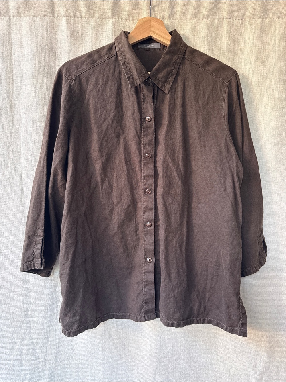 Liz Claiborne Dark Brown Casual Button-Down Shirt